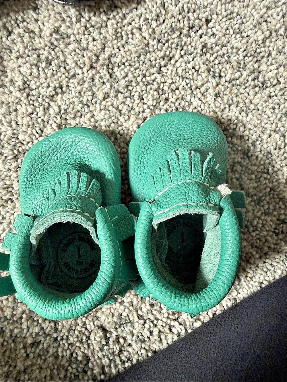 Freshly Picked Baby Moccasin Booties in Green Size US 1